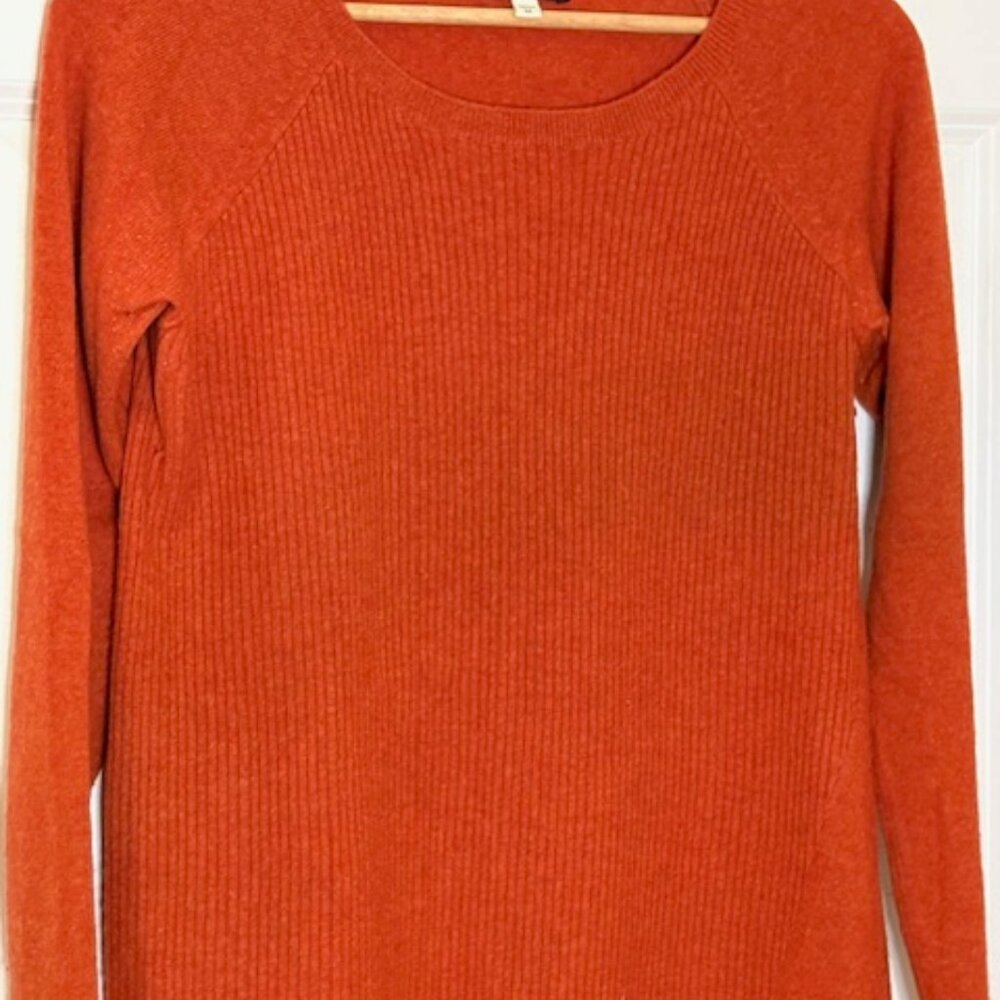 burnt orange ribbed cashmere sweater tunic